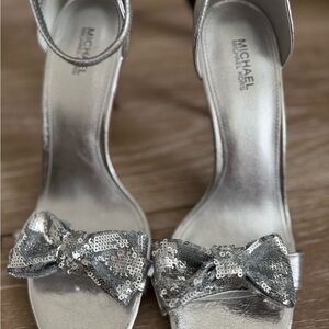 Michael Kors Silver Sequin Bow Heels